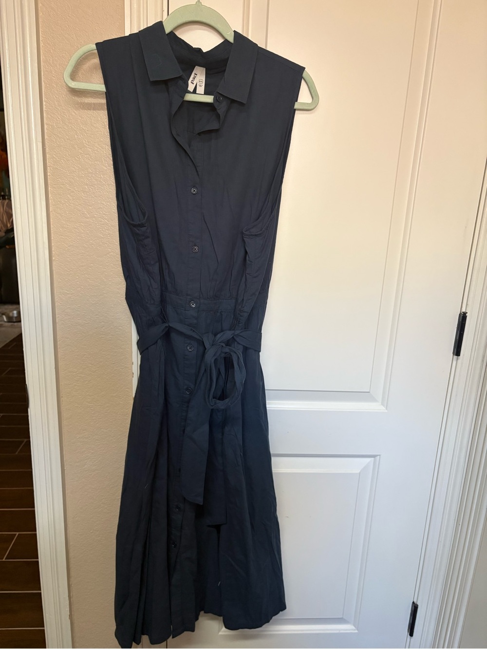 Pact Sleeveless Button-Front Midi Dress in Navy
